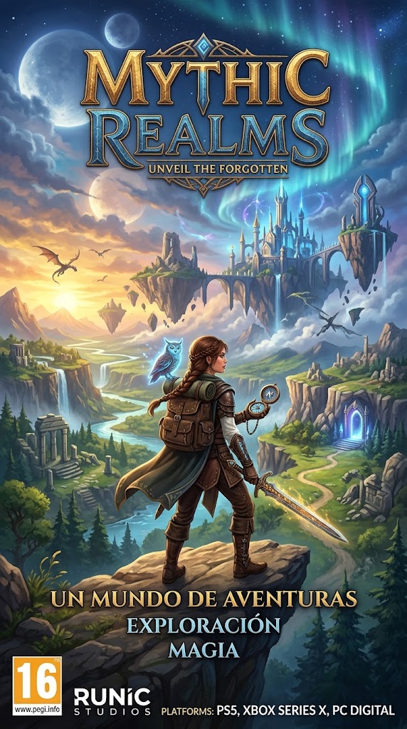 Portada del juego de aventuras Mythic Realms para Nintendo Switch